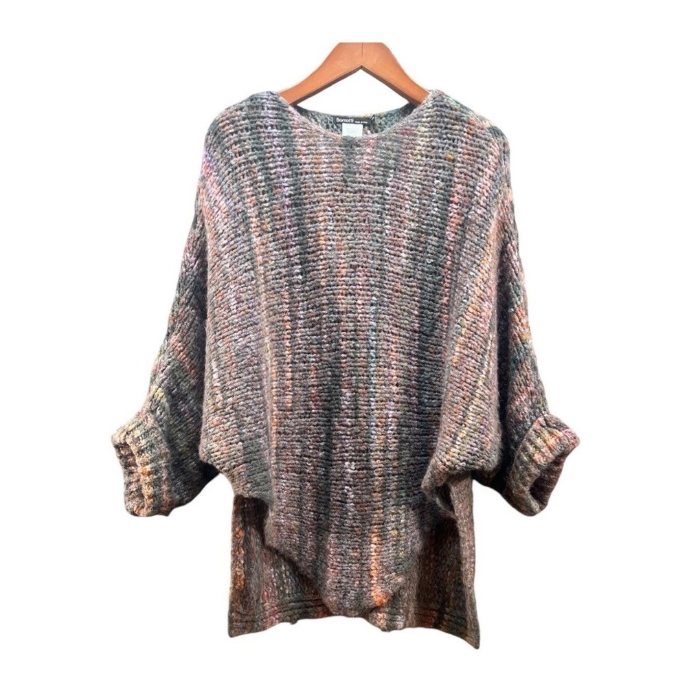 Berretti‎ Wool Blen Pullover Sweater S/M Purple Orange Confetti Chunky Knit